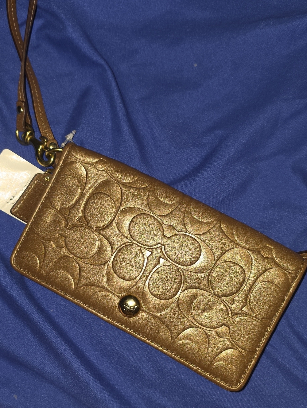 Nwt Coach Copper Embossed Wallet Wristlet Clutch